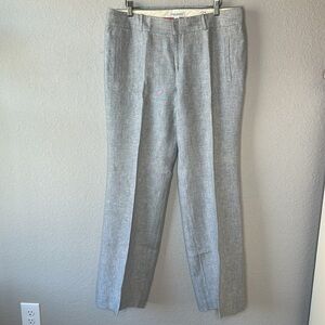 Banana Republic 100% Linen Marled Grey The Martin Fit Trouser Pants Size 14
